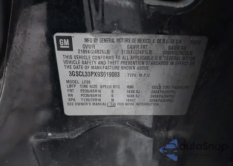 2009 Saturn Vue 4-Cyl Xe z USA, uszkodzony, nr VIN 3GSCL33PX9S619083